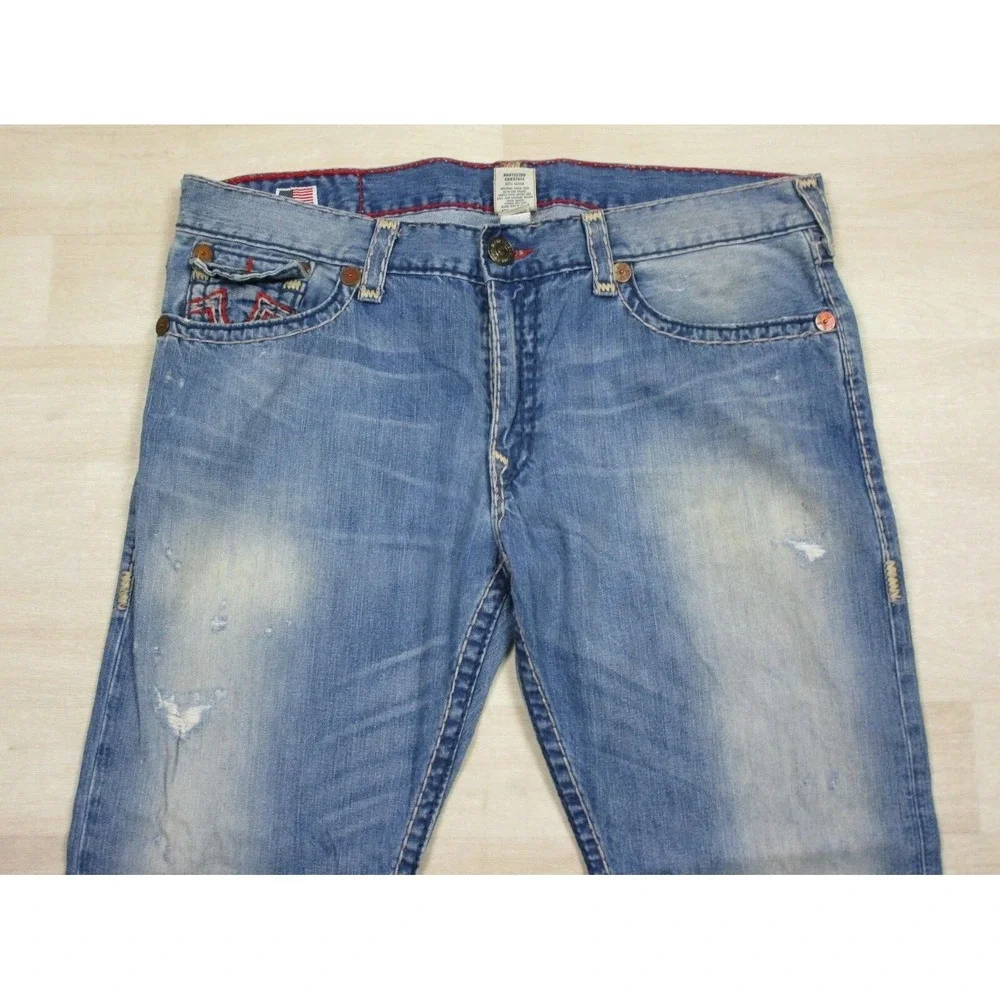 True Religion Men's Designer Jeans - Ricky Super T USA Straight‎ 42x34 Flap